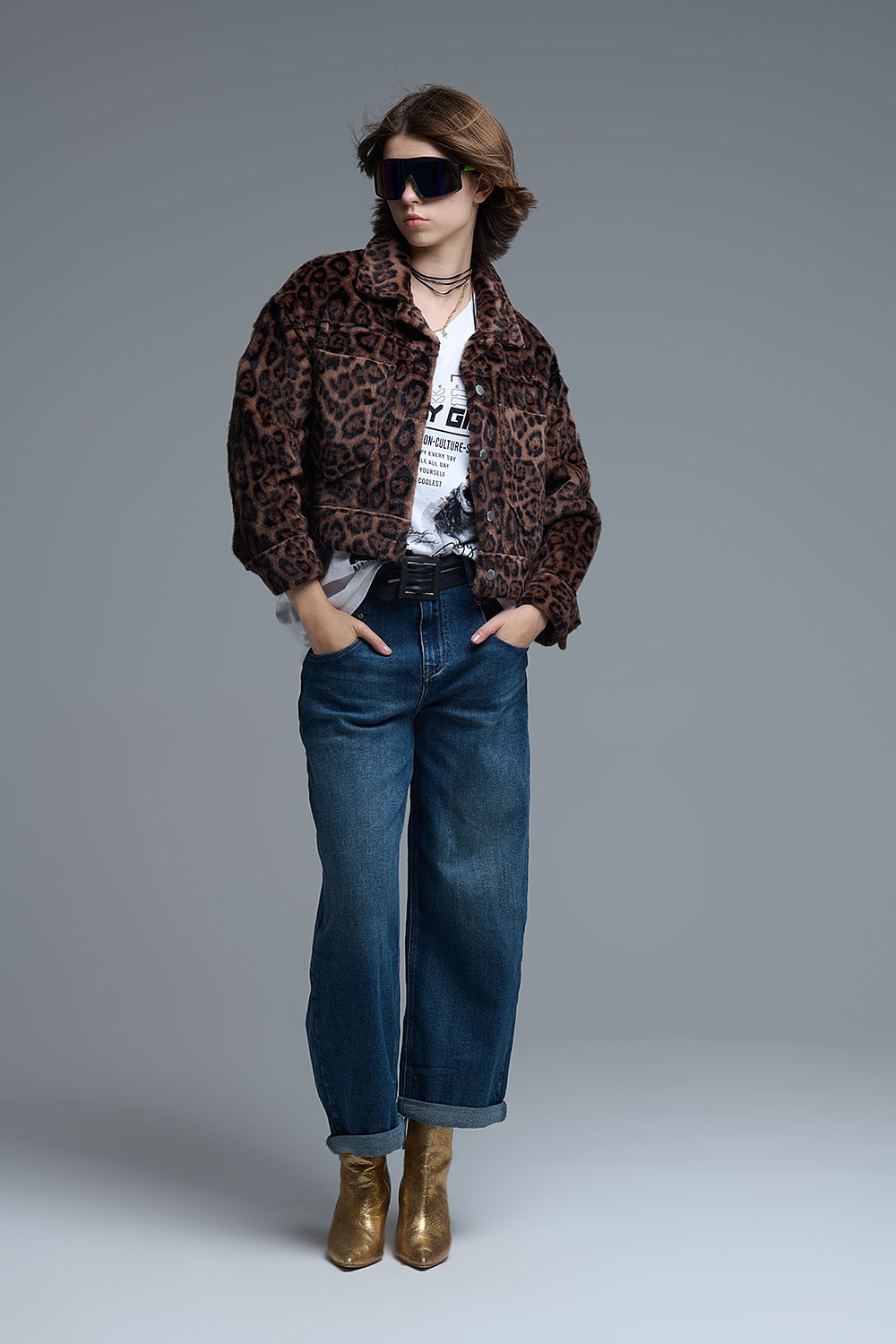 Cropped Faux Fur Leopard Print Jacket - Premium variable from Tooksie - Just $99.90! Shop now at Tooksie
