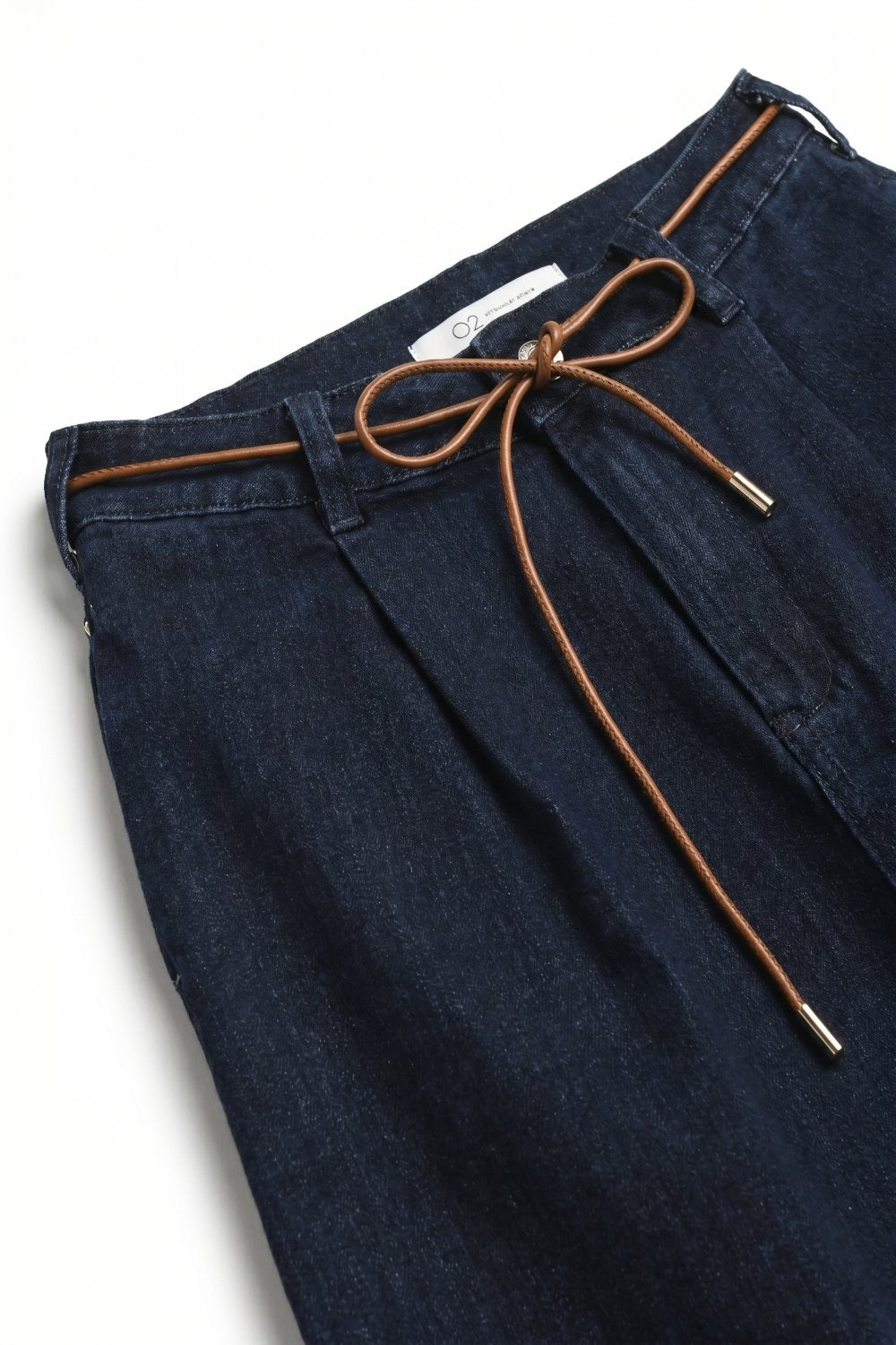 Wide-Leg Denim Culottes with Tie Belt - Premium variable from Tooksie - Just $74.90! Shop now at Tooksie