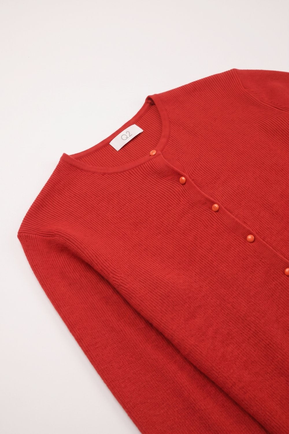 Red soft Knit Button Front Crew Neck Regular Fit Cardigan - Premium Cardigans from Q2 - Just $54.90! Shop now at Tooksie