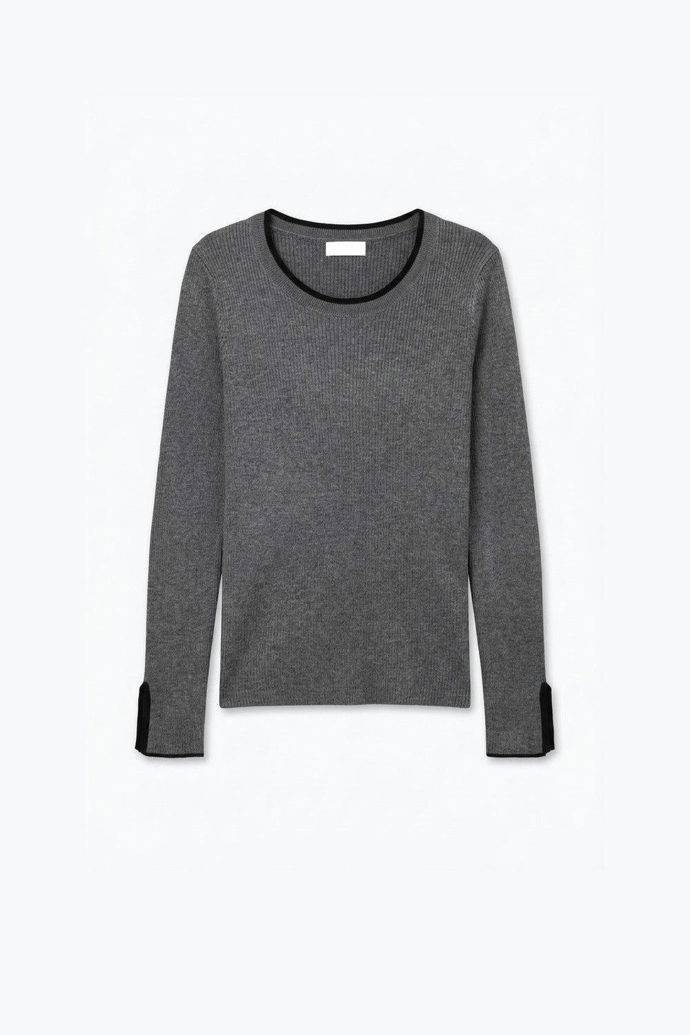 Gray Ribbed Knit Crew Neck Sweater - Premium simple from Tooksie - Just $64.90! Shop now at Tooksie