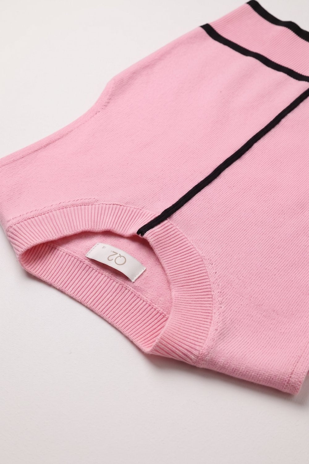 Light Pink Fine Knit Contrast Seam Sleeveless Top - Premium Sweaters from Tooksie - Just $64.90! Shop now at Tooksie