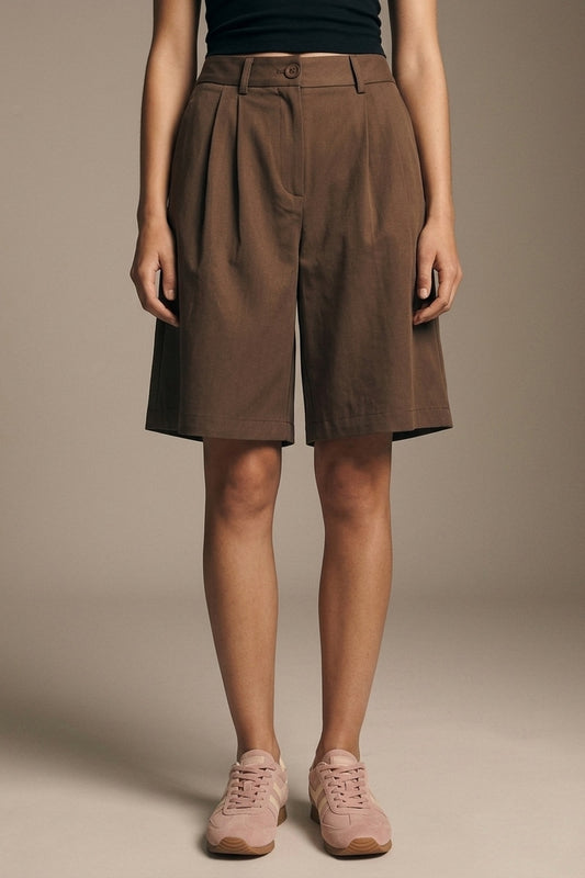 Brown Tailored Bermuda Shorts