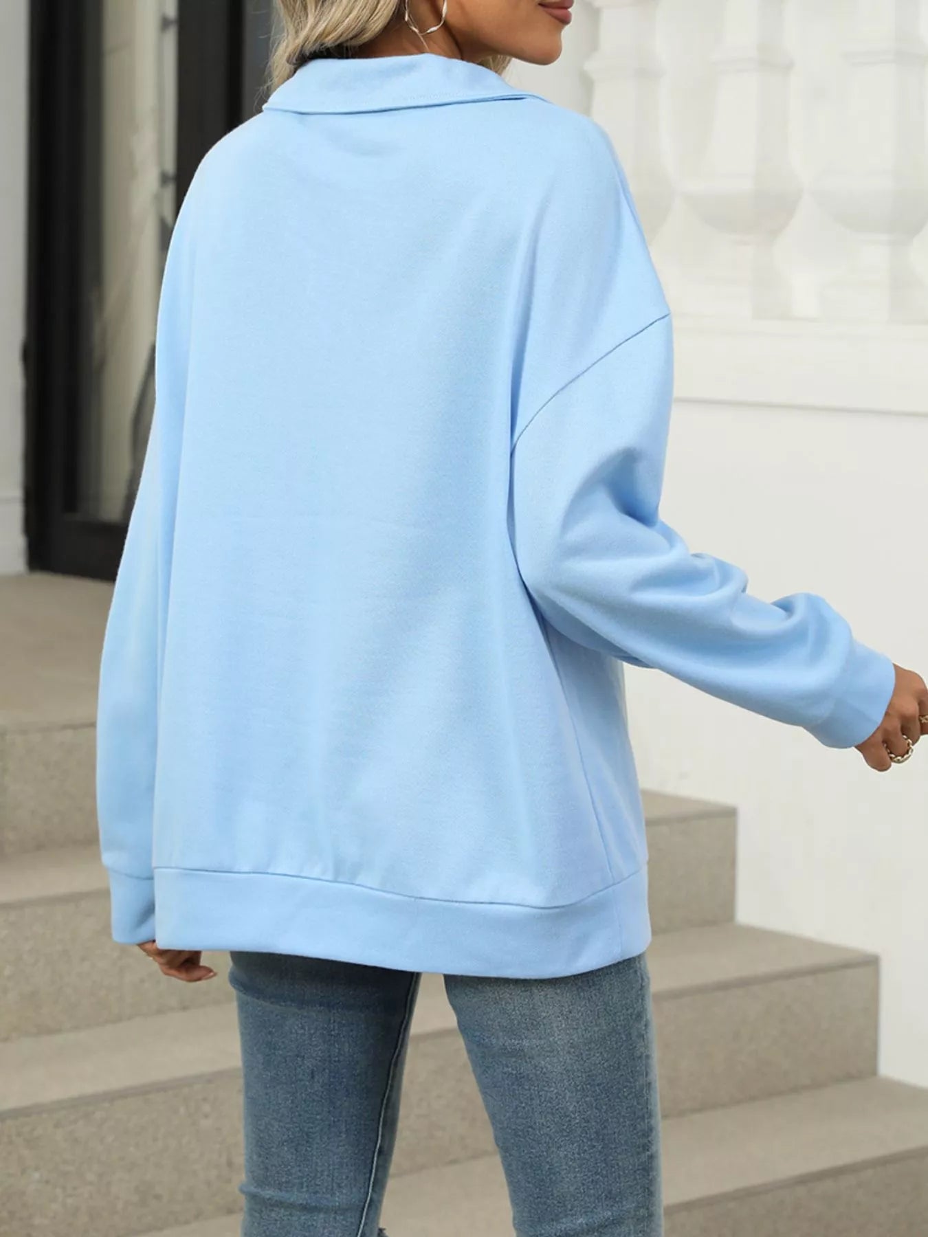 Collared Long Sleeve Sweatshirt - Premium variable from Tooksie - Just $30.99! Shop now at Tooksie