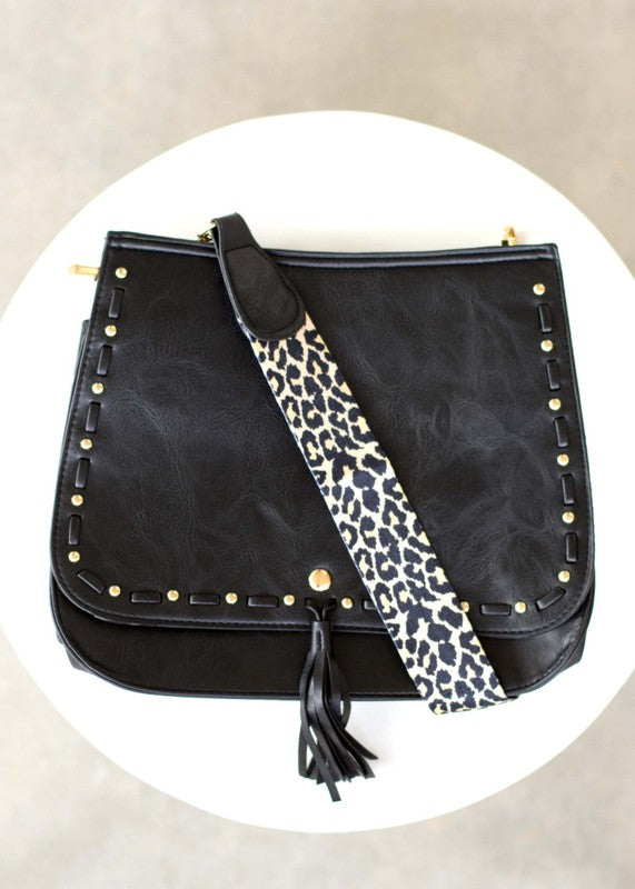 Leopard Strap Fold-over Crossbody Bag - Premium variable from Tooksie - Just $31.99! Shop now at Tooksie