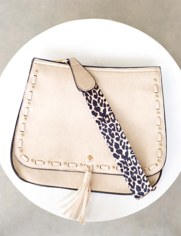 Leopard Strap Fold-over Crossbody Bag - Premium variable from Tooksie - Just $31.99! Shop now at Tooksie