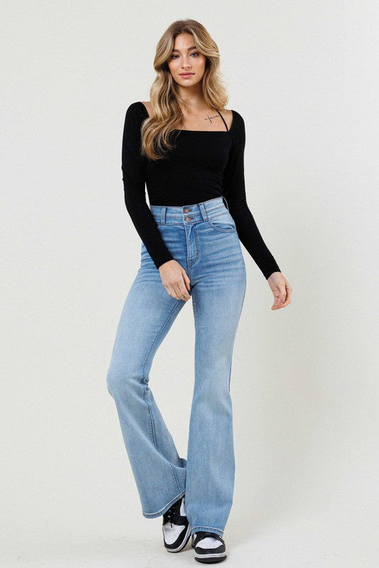 High-Waisted Flare Jeans - Premium variable from Tooksie - Just $62.99! Shop now at Tooksie
