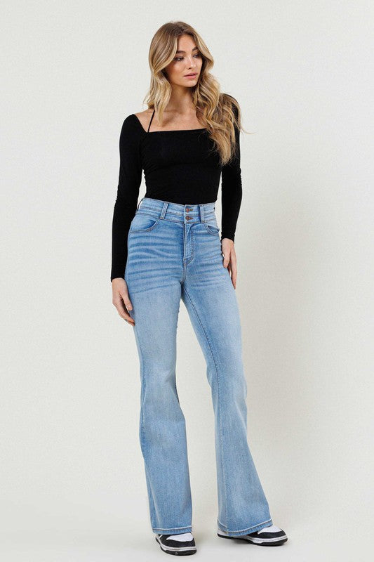 High-Waisted Flare Jeans - Premium variable from Tooksie - Just $62.99! Shop now at Tooksie