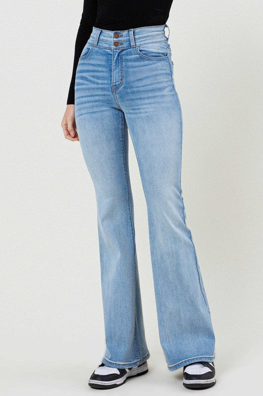 High-Waisted Flare Jeans - Premium variable from Tooksie - Just $62.99! Shop now at Tooksie