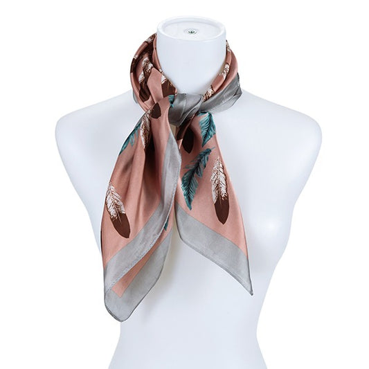 Feather Print Satin Scarf - Premium simple from Tooksie - Just $8.99! Shop now at Tooksie