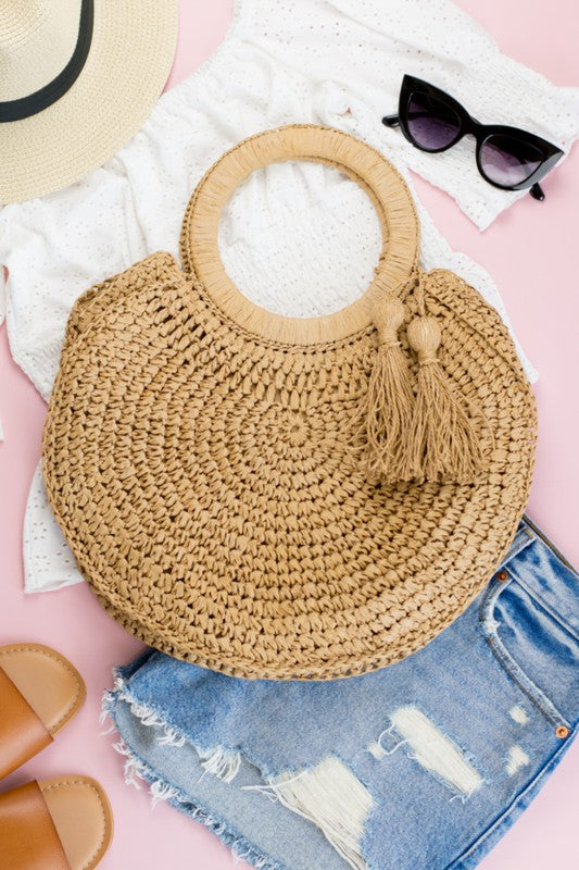 Straw Tassel Tote - Premium variable from Tooksie - Just $37.99! Shop now at Tooksie