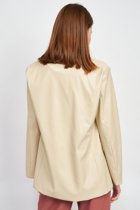 Faux Leather Blazer - Premium variable from Tooksie - Just $89.99! Shop now at Tooksie