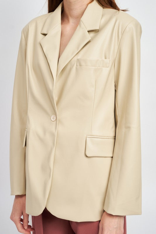 Faux Leather Blazer - Premium  from Tooksie - Just $89.99! Shop now at Tooksie