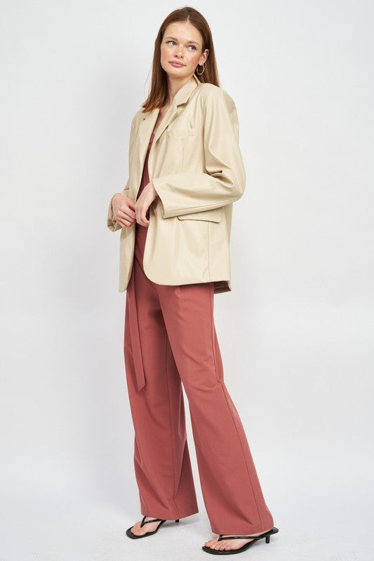 Faux Leather Blazer - Premium  from Tooksie - Just $89.99! Shop now at Tooksie