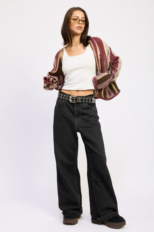 Striped Knit Cardigan - Premium variable from Tooksie - Just $57.99! Shop now at Tooksie