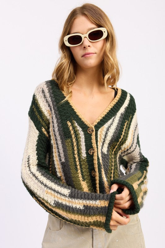 Striped Knit Cardigan - Premium variable from Tooksie - Just $57.99! Shop now at Tooksie
