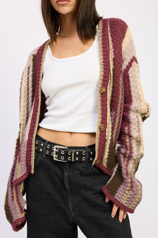 Striped Knit Cardigan - Premium variable from Tooksie - Just $57.99! Shop now at Tooksie