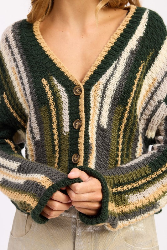 Striped Knit Cardigan - Premium variable from Tooksie - Just $57.99! Shop now at Tooksie