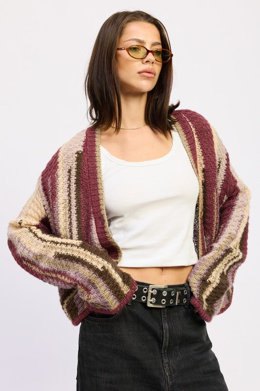 Striped Knit Cardigan - Premium variable from Tooksie - Just $57.99! Shop now at Tooksie