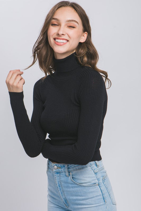 Turtleneck Ribbed Knit Sweater - Premium variable from Tooksie - Just $23.99! Shop now at Tooksie