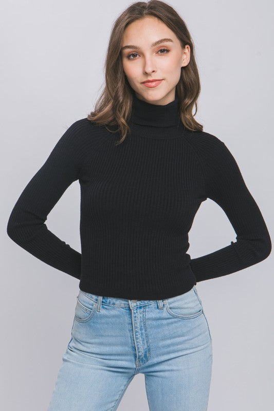 Turtleneck Ribbed Knit Sweater - Premium variable from Tooksie - Just $23.99! Shop now at Tooksie