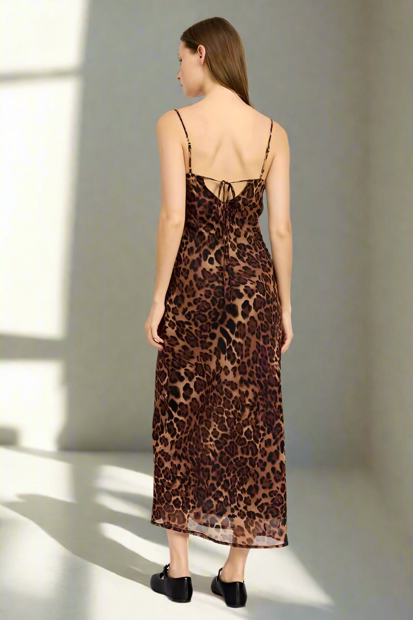 Leopard Print Spaghetti Strap Maxi Dress - Premium variable from Tooksie - Just $62.99! Shop now at Tooksie
