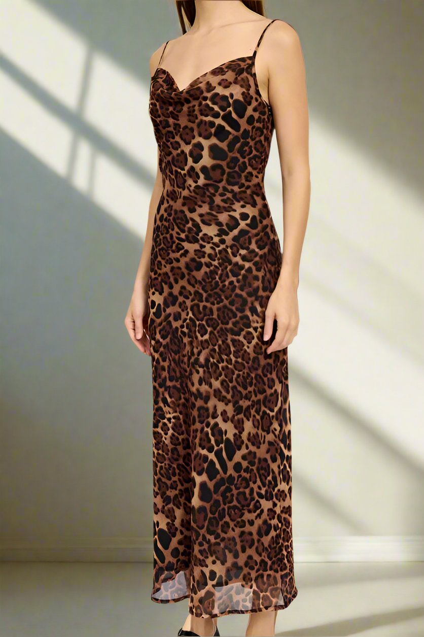 Leopard Print Spaghetti Strap Maxi Dress - Premium variable from Tooksie - Just $62.99! Shop now at Tooksie