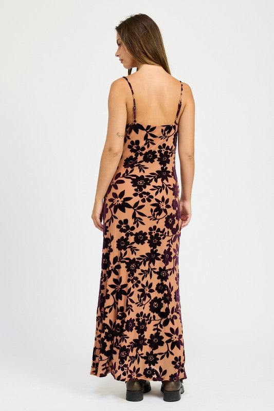 Floral Print Cowl Neck Maxi Dress - Premium variable from Tooksie - Just $68.99! Shop now at Tooksie
