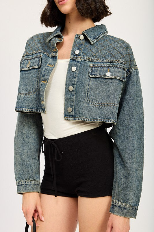 Embroidered Denim Crop Jacket - Premium variable from Tooksie - Just $71.99! Shop now at Tooksie