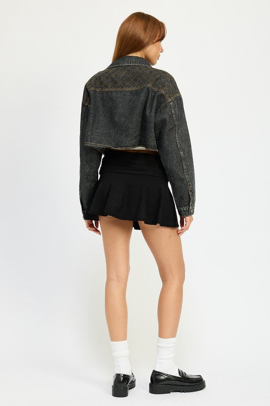 Embroidered Denim Crop Jacket - Premium variable from Tooksie - Just $71.99! Shop now at Tooksie