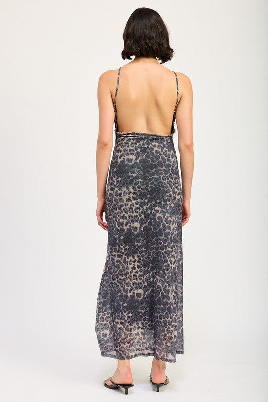 Cowl Neck Leopard Print Maxi Dress - Premium variable from Tooksie - Just $65.99! Shop now at Tooksie