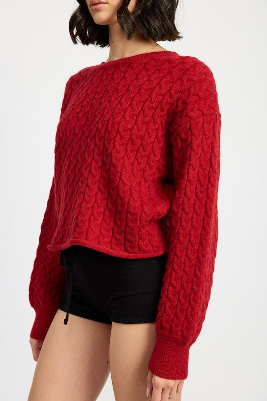 Cable Knit Cropped Sweater - Premium variable from Tooksie - Just $49.99! Shop now at Tooksie