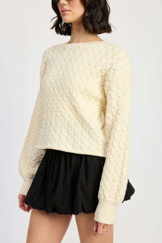 Cable Knit Cropped Sweater - Premium variable from Tooksie - Just $49.99! Shop now at Tooksie