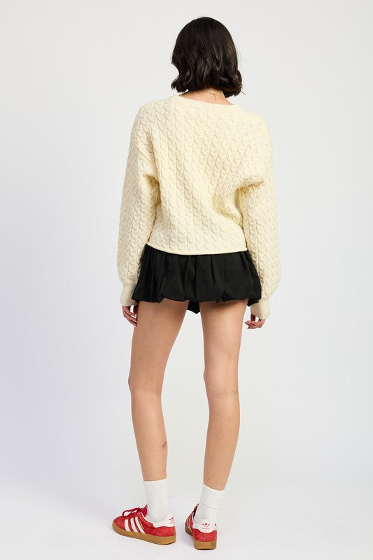 Cable Knit Cropped Sweater - Premium variable from Tooksie - Just $49.99! Shop now at Tooksie