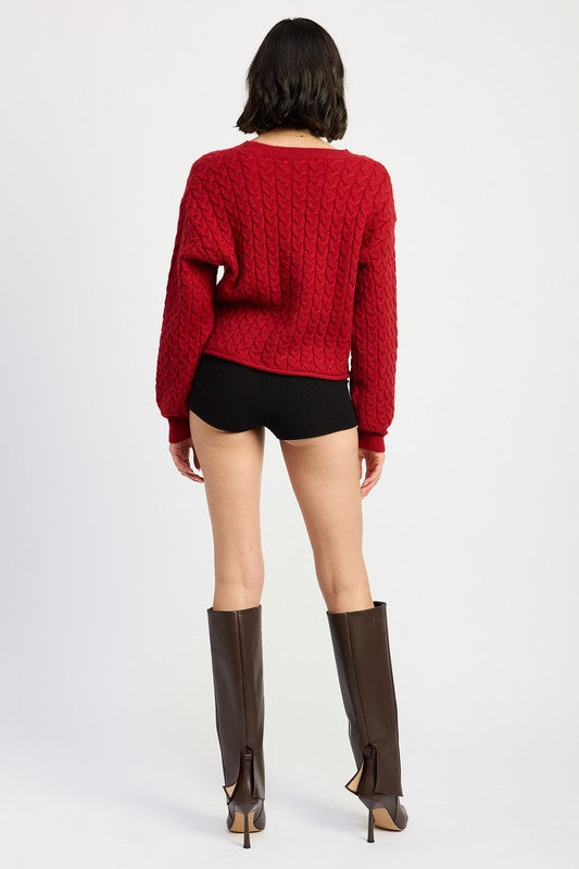 Cable Knit Cropped Sweater - Premium variable from Tooksie - Just $49.99! Shop now at Tooksie