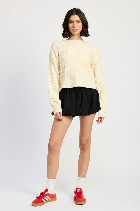 Cable Knit Cropped Sweater - Premium variable from Tooksie - Just $49.99! Shop now at Tooksie