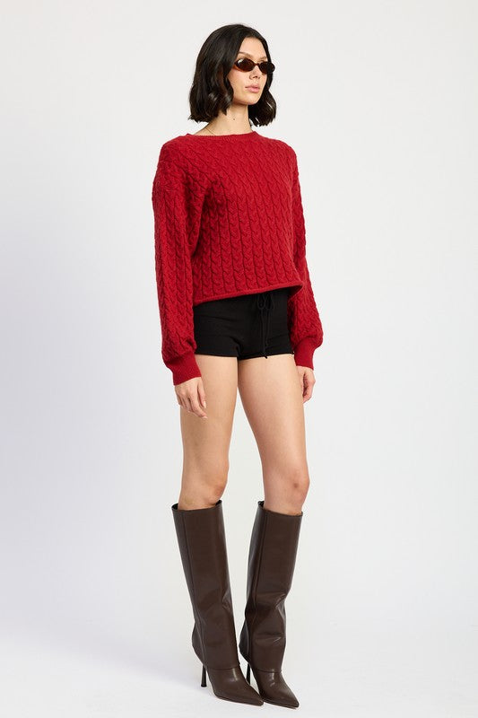 Cable Knit Cropped Sweater - Premium variable from Tooksie - Just $49.99! Shop now at Tooksie