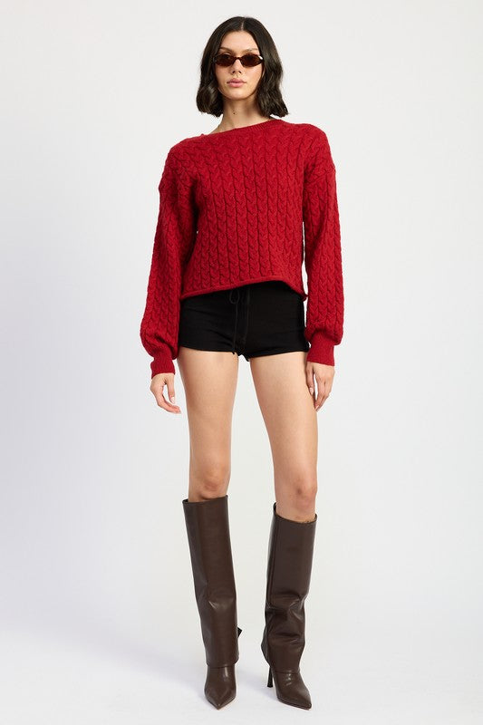 Cable Knit Cropped Sweater - Premium variable from Tooksie - Just $49.99! Shop now at Tooksie