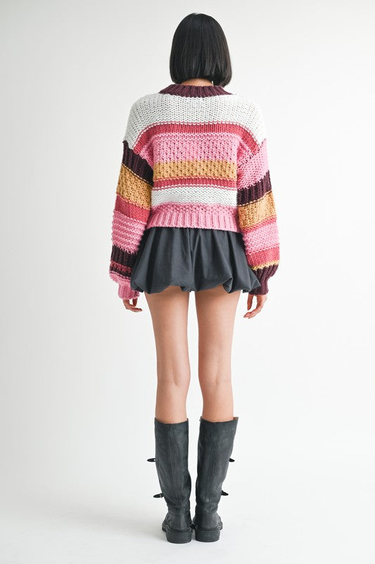 Mock Neck Striped Sweater - Premium variable from Tooksie - Just $59.99! Shop now at Tooksie