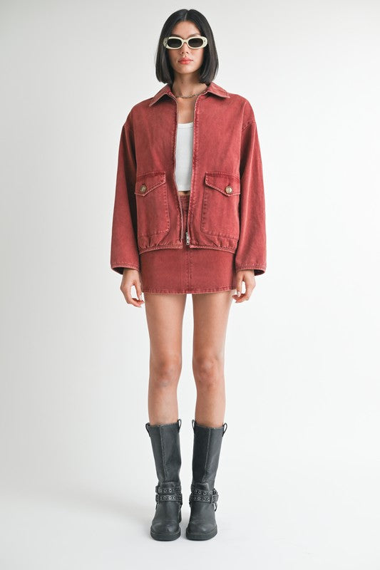 Long Sleeve Collared Denim Jacket - Premium variable from Tooksie - Just $85.99! Shop now at Tooksie