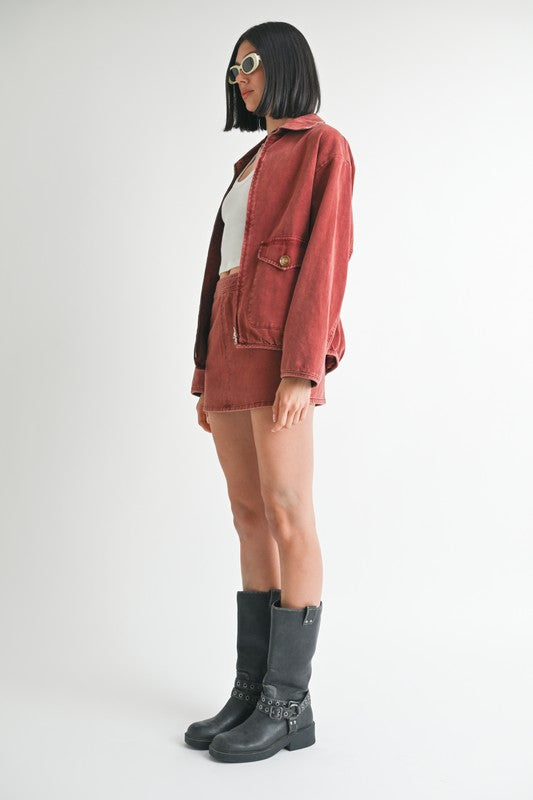 Long Sleeve Collared Denim Jacket - Premium variable from Tooksie - Just $85.99! Shop now at Tooksie