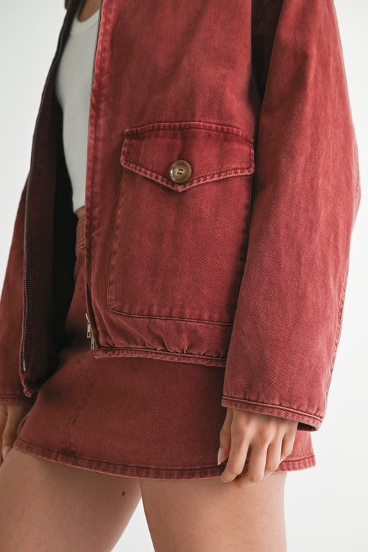 Long Sleeve Collared Denim Jacket - Premium variable from Tooksie - Just $85.99! Shop now at Tooksie