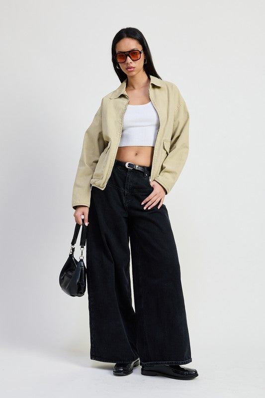 Long Sleeve Collared Denim Jacket - Premium variable from Tooksie - Just $85.99! Shop now at Tooksie