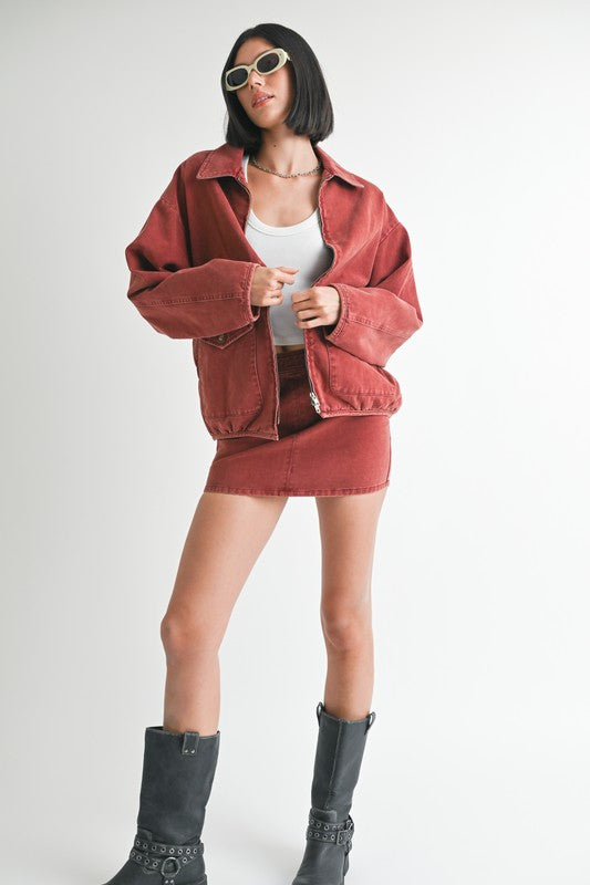 Long Sleeve Collared Denim Jacket - Premium variable from Tooksie - Just $85.99! Shop now at Tooksie
