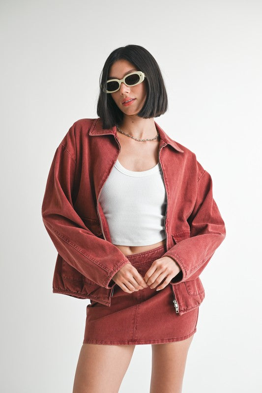 Long Sleeve Collared Denim Jacket - Premium variable from Tooksie - Just $85.99! Shop now at Tooksie