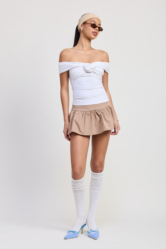 Off Shoulder Rosette Top - Premium variable from Tooksie - Just $45.99! Shop now at Tooksie