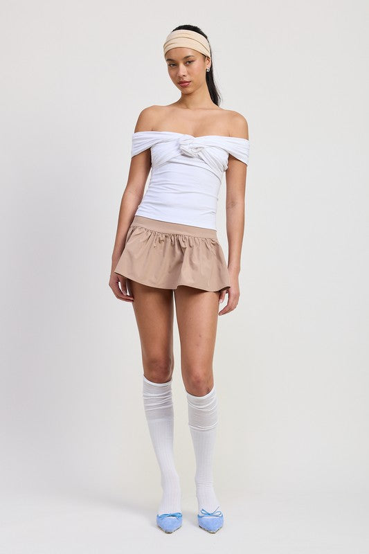 Off Shoulder Rosette Top - Premium variable from Tooksie - Just $45.99! Shop now at Tooksie