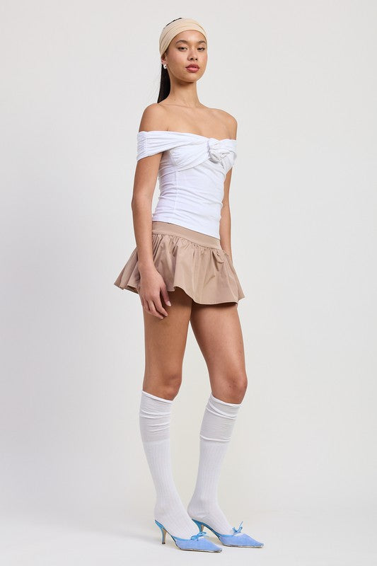 Off Shoulder Rosette Top - Premium variable from Tooksie - Just $45.99! Shop now at Tooksie