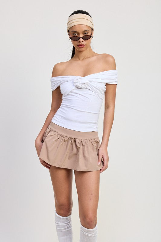Off Shoulder Rosette Top - Premium variable from Tooksie - Just $45.99! Shop now at Tooksie