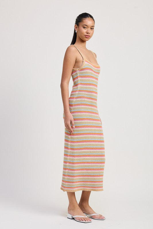 Striped Crochet Midi Dress - Premium variable from Tooksie - Just $52.99! Shop now at Tooksie