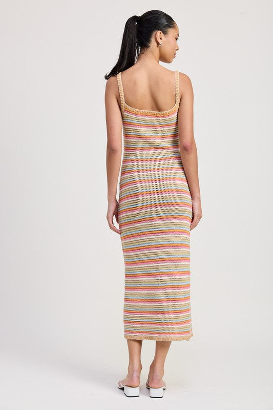 Striped Crochet Midi Dress - Premium variable from Tooksie - Just $52.99! Shop now at Tooksie